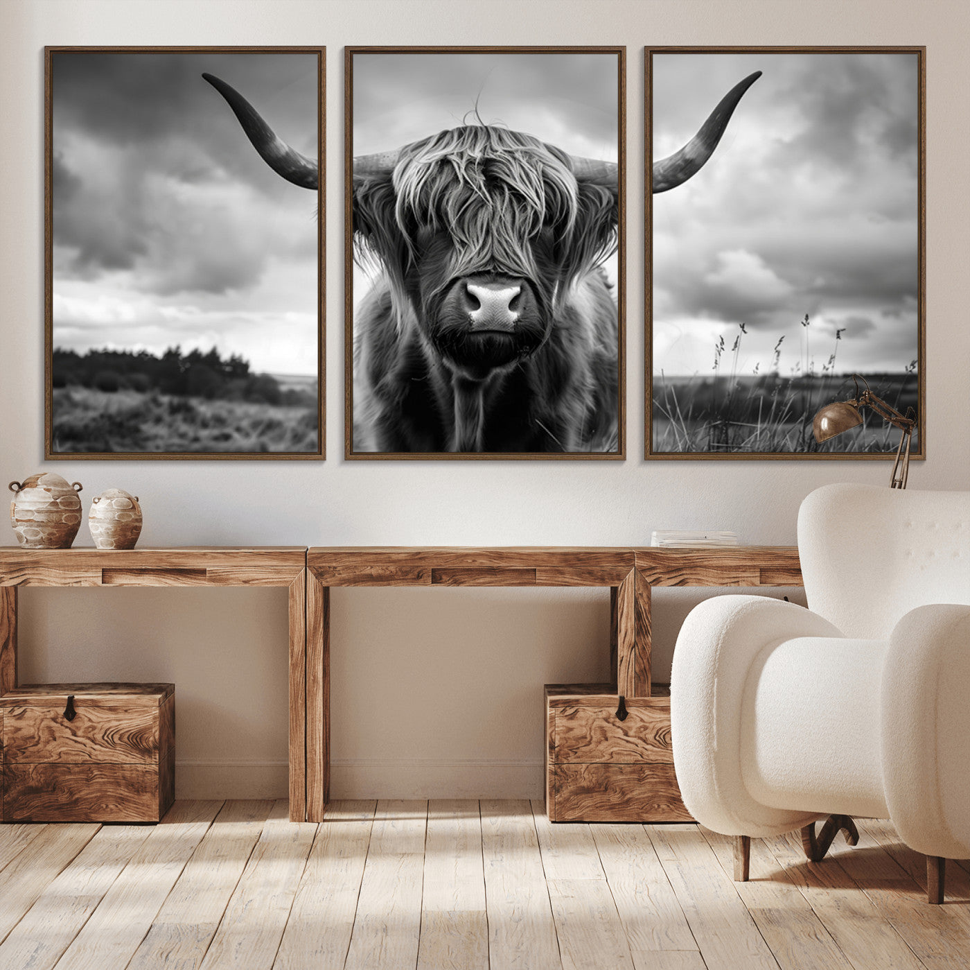 17924-MGV-CV-36X24-Scottish Cow Wall Art Canvas Print | Longhorn Wall Art | Bighorn Animal Wall Art