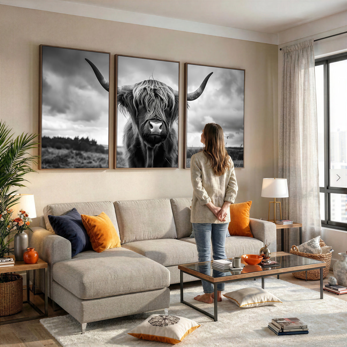 17924-_Poster-30x20 - Scottish Cow Wall Art Canvas Print, Longhorn Wall Art