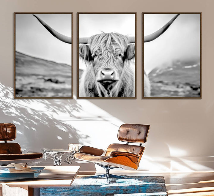 The Scottish Cow Wall Art Canvas Print is displayed prominently.