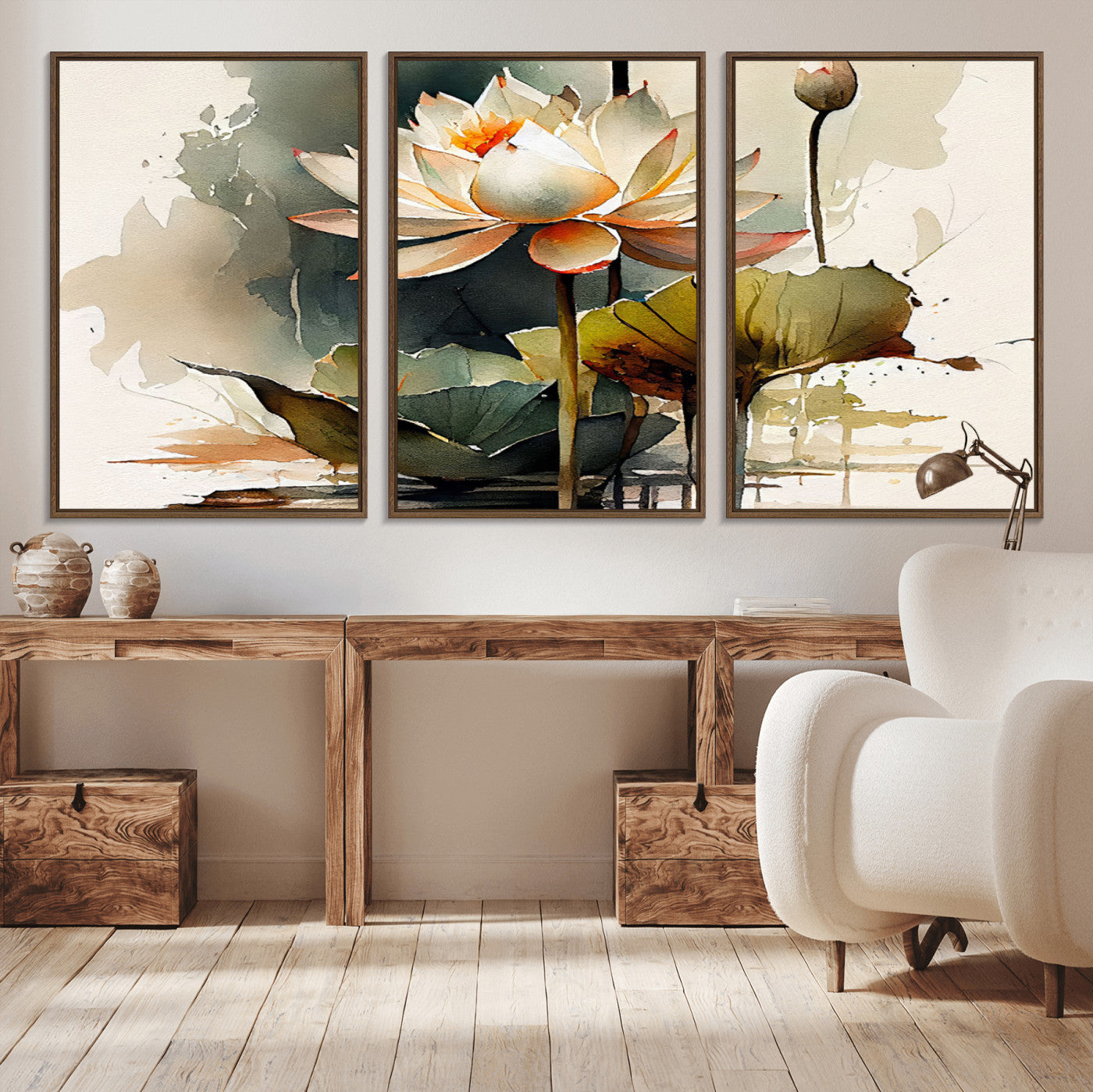 -Lotus Flower Watercolor Canvas Print – A Symbol of Serenity and Growth, Captured in Soft Watercolors