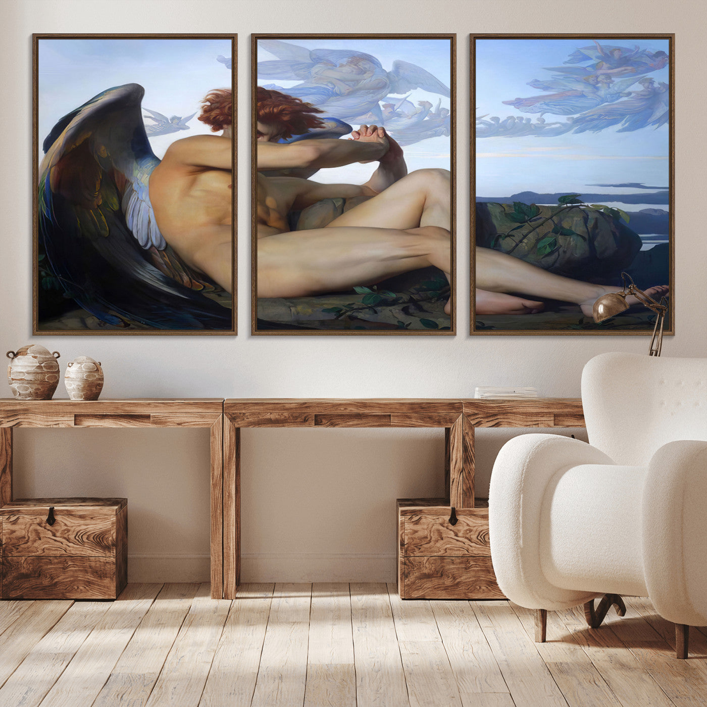 -Fallen Angel Wall Art Canvas Print – Classic Art, Framed, Ready to Hang - Alexandre Cabanel
