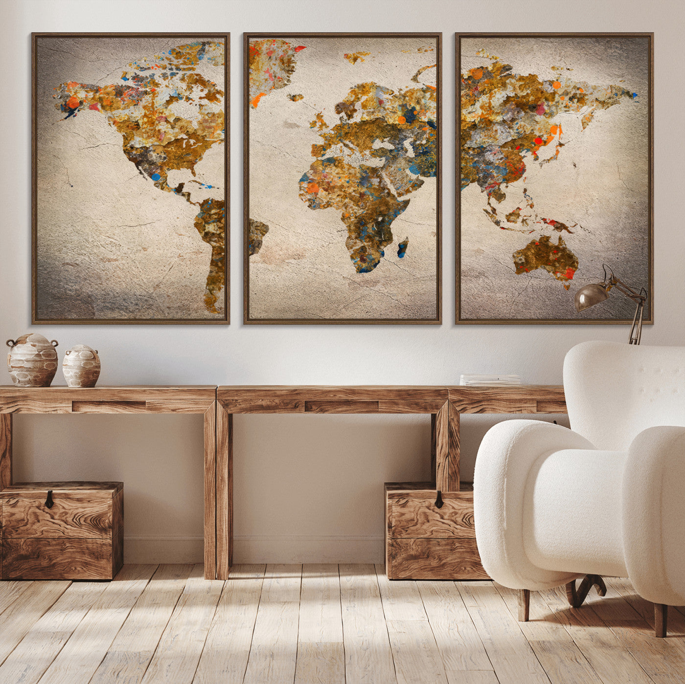 MGV-FC-60X30-3P - Push Pin World Map Canvas Print – Framed Wall Art for Couples to Track Their Travels – Anniversary