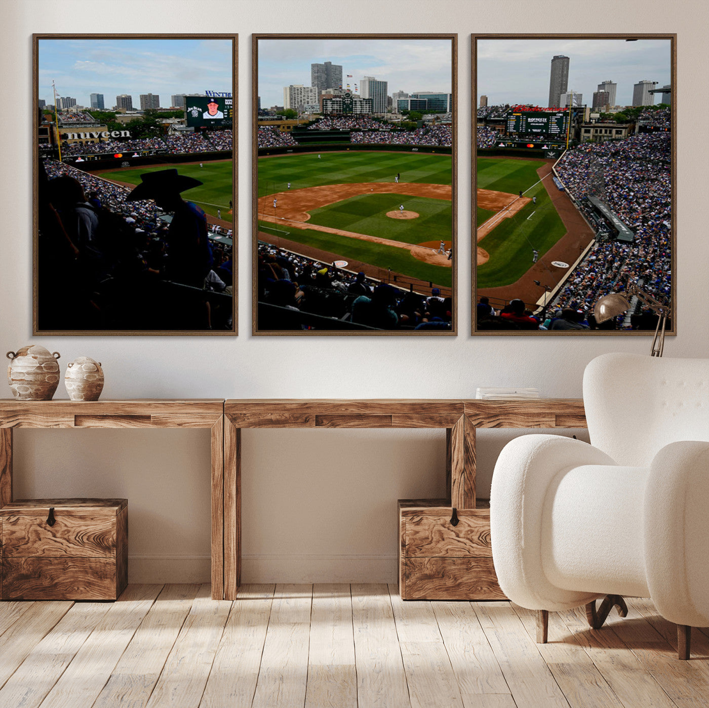 MGV-FC-60X30-3P - Chicago Cubs Baseball Team Print - Wrigley Field Stadium Wall Art Canvas Print