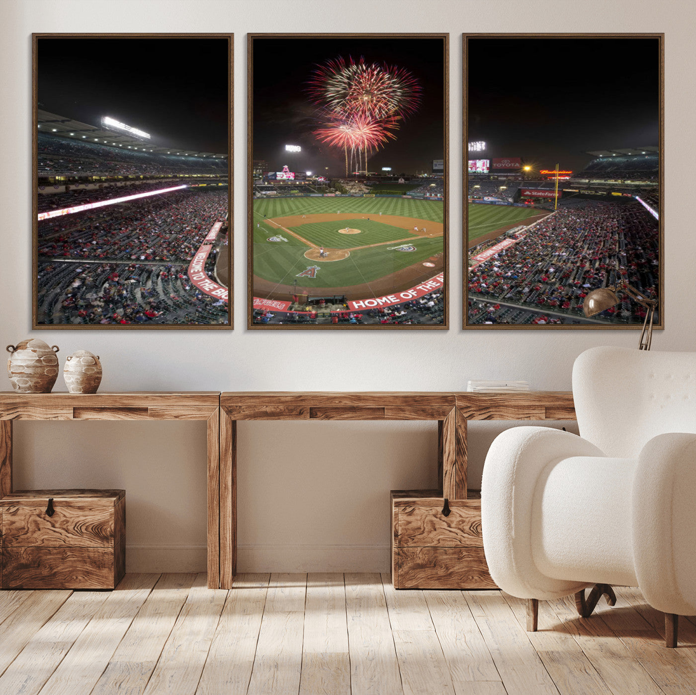 -Fireworks at Angel Stadium – Los Angeles Angels Canvas Print, Framed Los Angeles Angels Wall Art