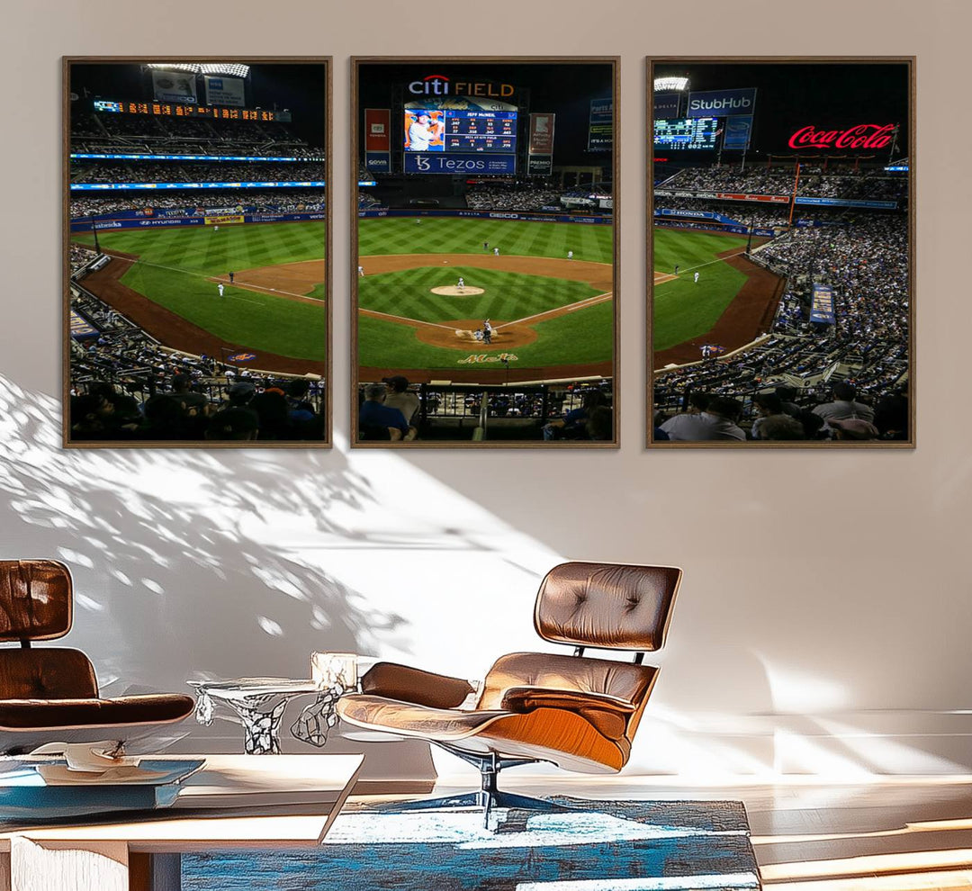 Dodger Stadium wall art print displayed prominently.