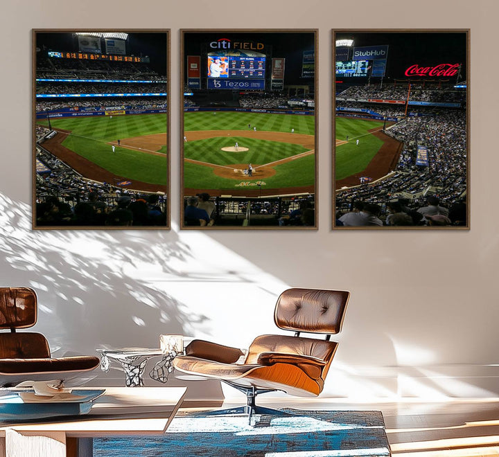 Dodger Stadium wall art print displayed prominently.