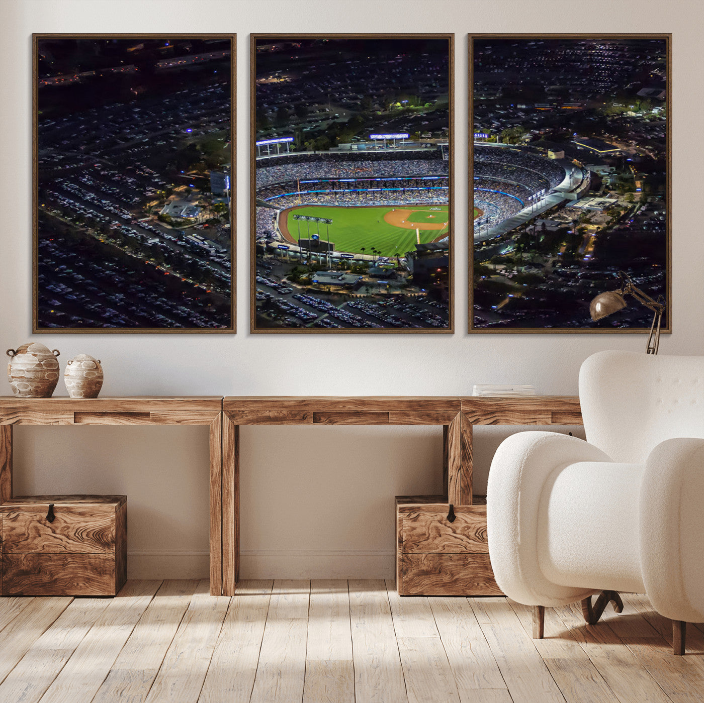 16515-MGV-CV-36X24-Los Angeles Dodgers Baseball Team Print - California Dodger Stadium Wall Art Canvas Print