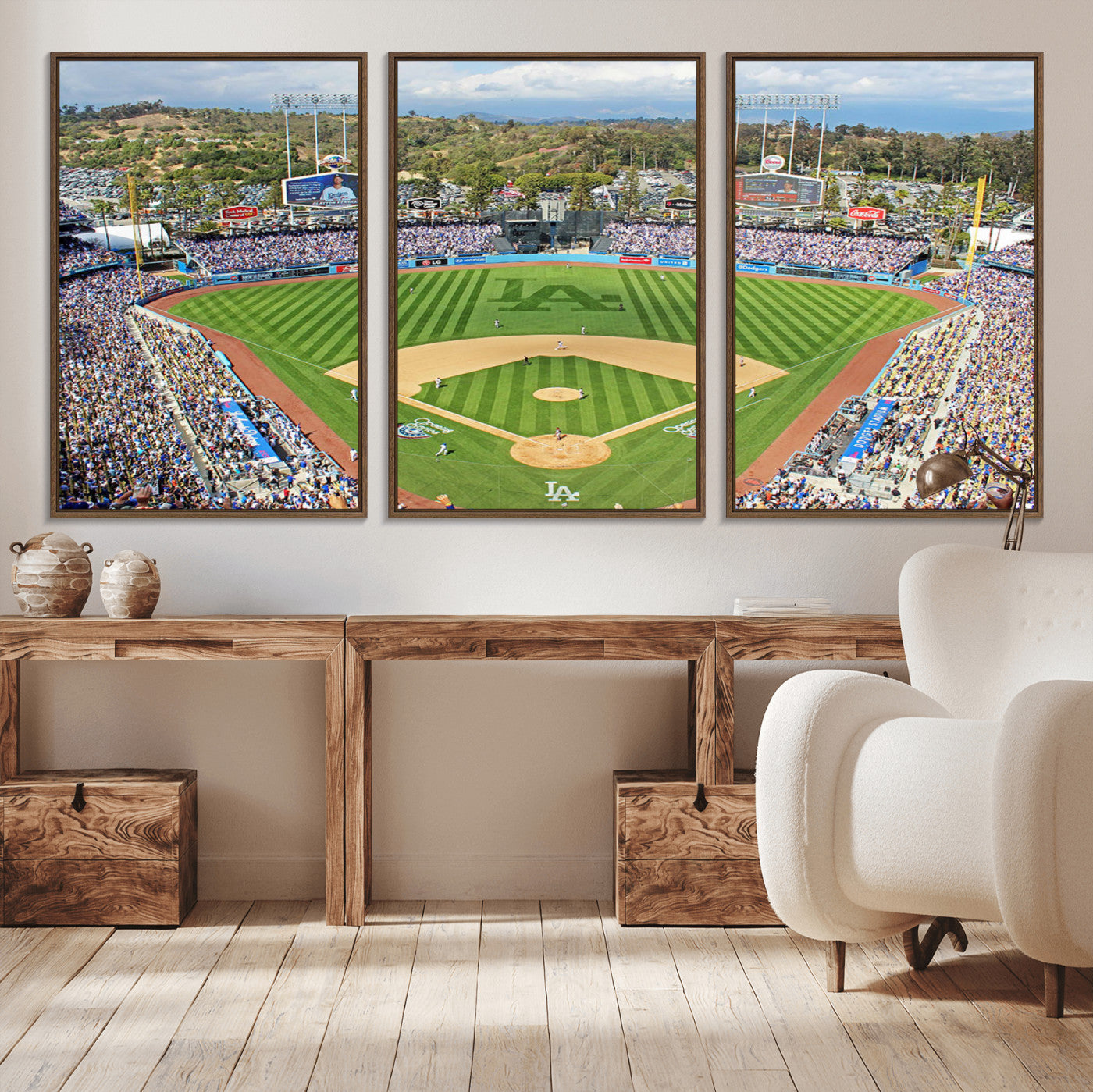 MGV-FC-60X30-3P - Citi Field Wall Art Print | 3-Panel New York Mets Baseball Stadium Canvas Print | Framed Sports Decor for Living Room, Man Cave, or Office