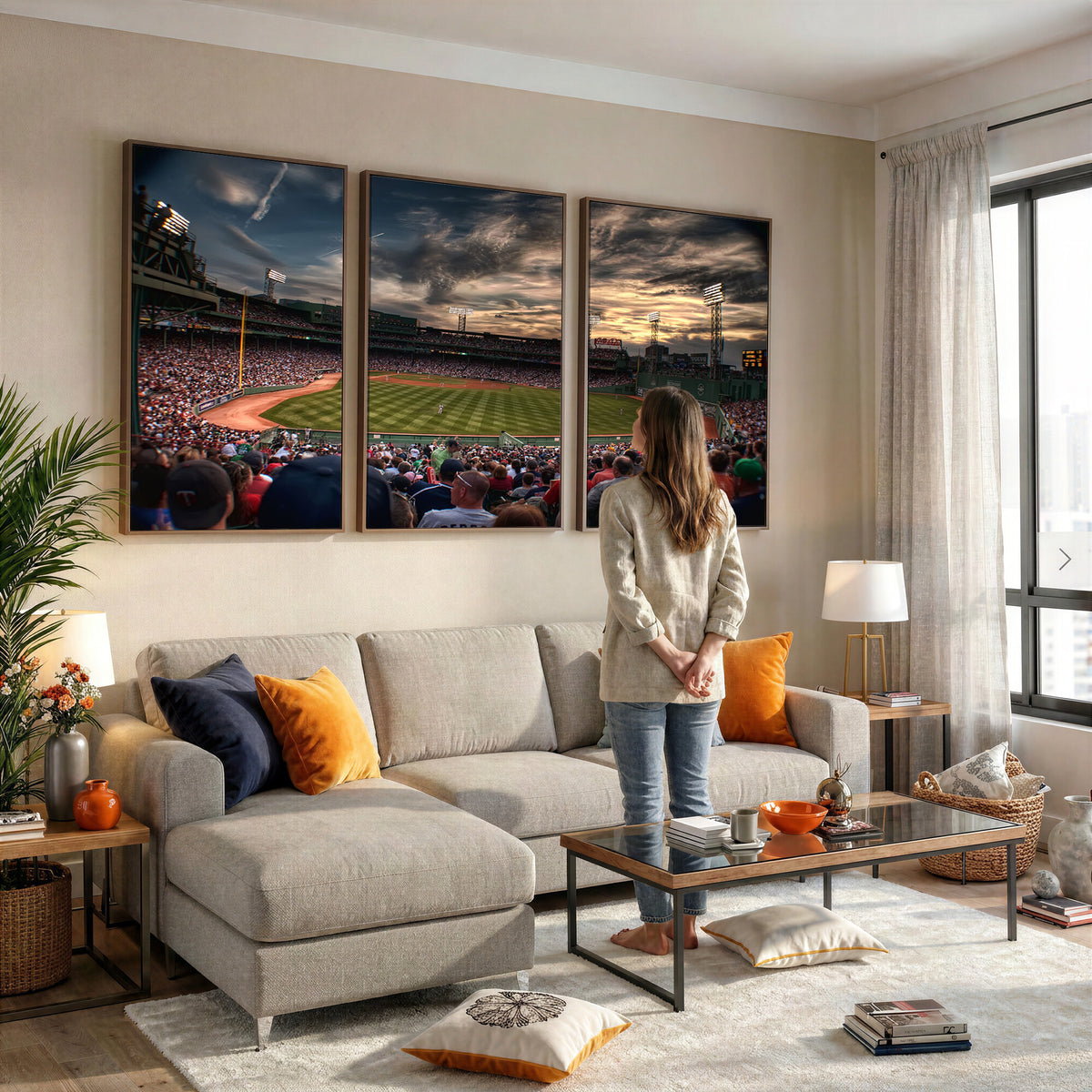 53432-MGV-CV-36X24 - Boston Red Sox Baseball Team Print, Massachusetts Fenway Park Stadium Wall Art Canvas Print