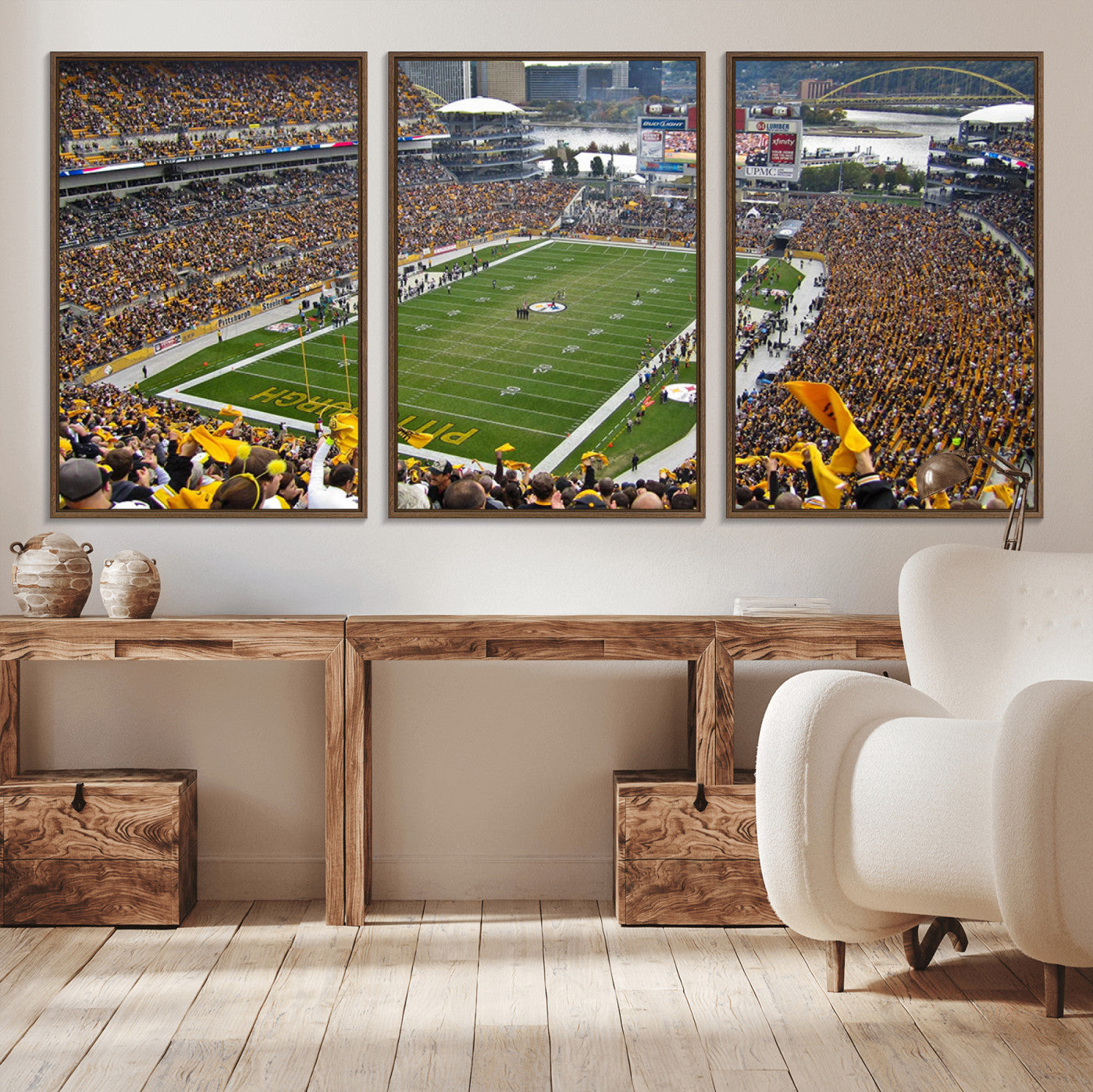 MGV-FC-60X30-3P - Pittsburgh Steelers Football Team Print - Pittsburgh Heinz Field Stadium Wall Art Canvas Print