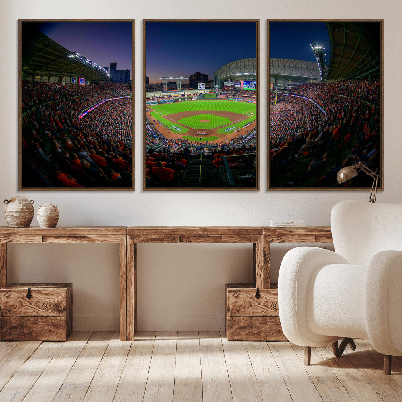 MGV-FC-60X30-3P - Houston Astros Baseball Team Print - Houston Minute Maid Park Stadium Wall Art Canvas Print