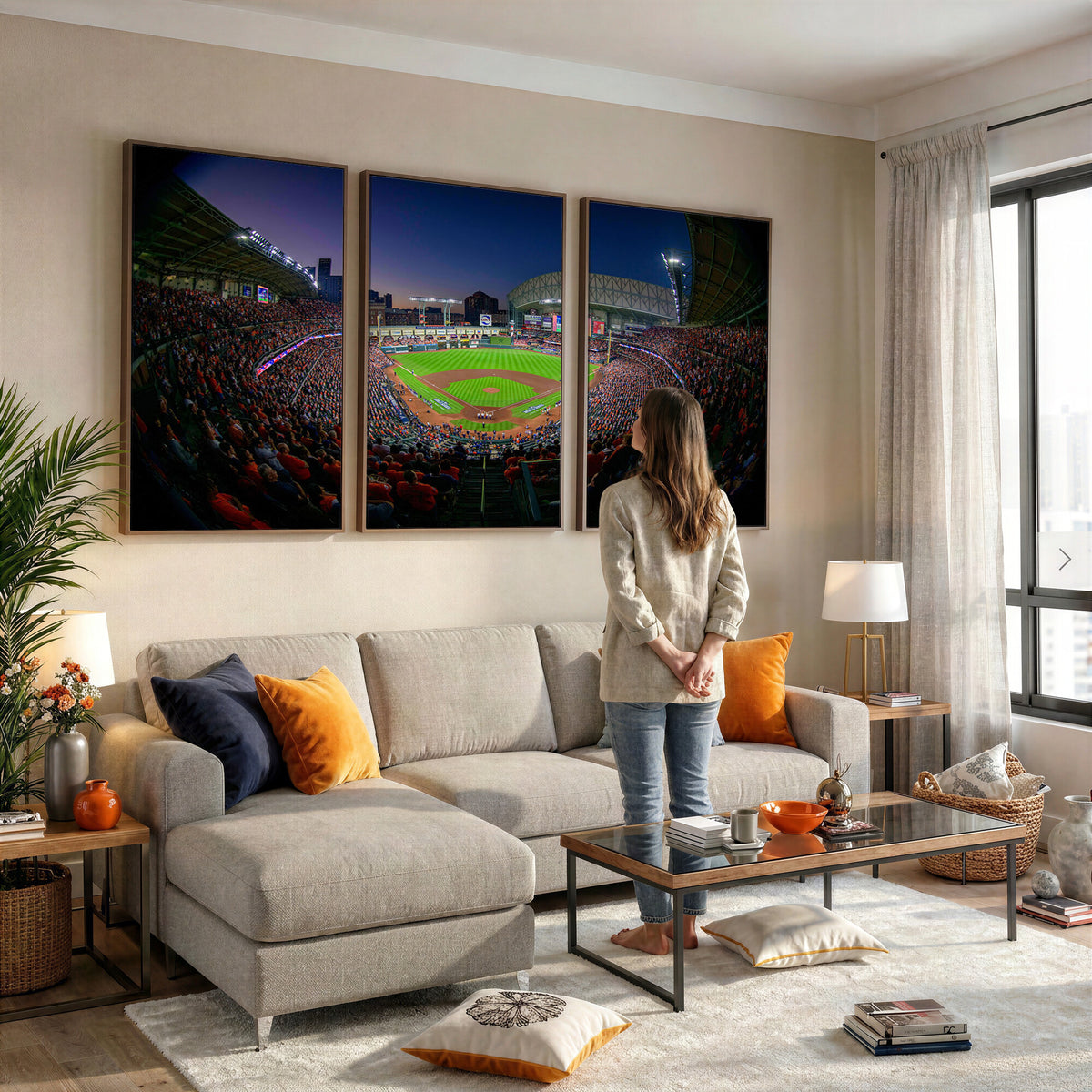 44322-MGV-CV-36X24 - Houston Astros Baseball Print Canvas, Houston Minute Maid Park Stadium Wall Art