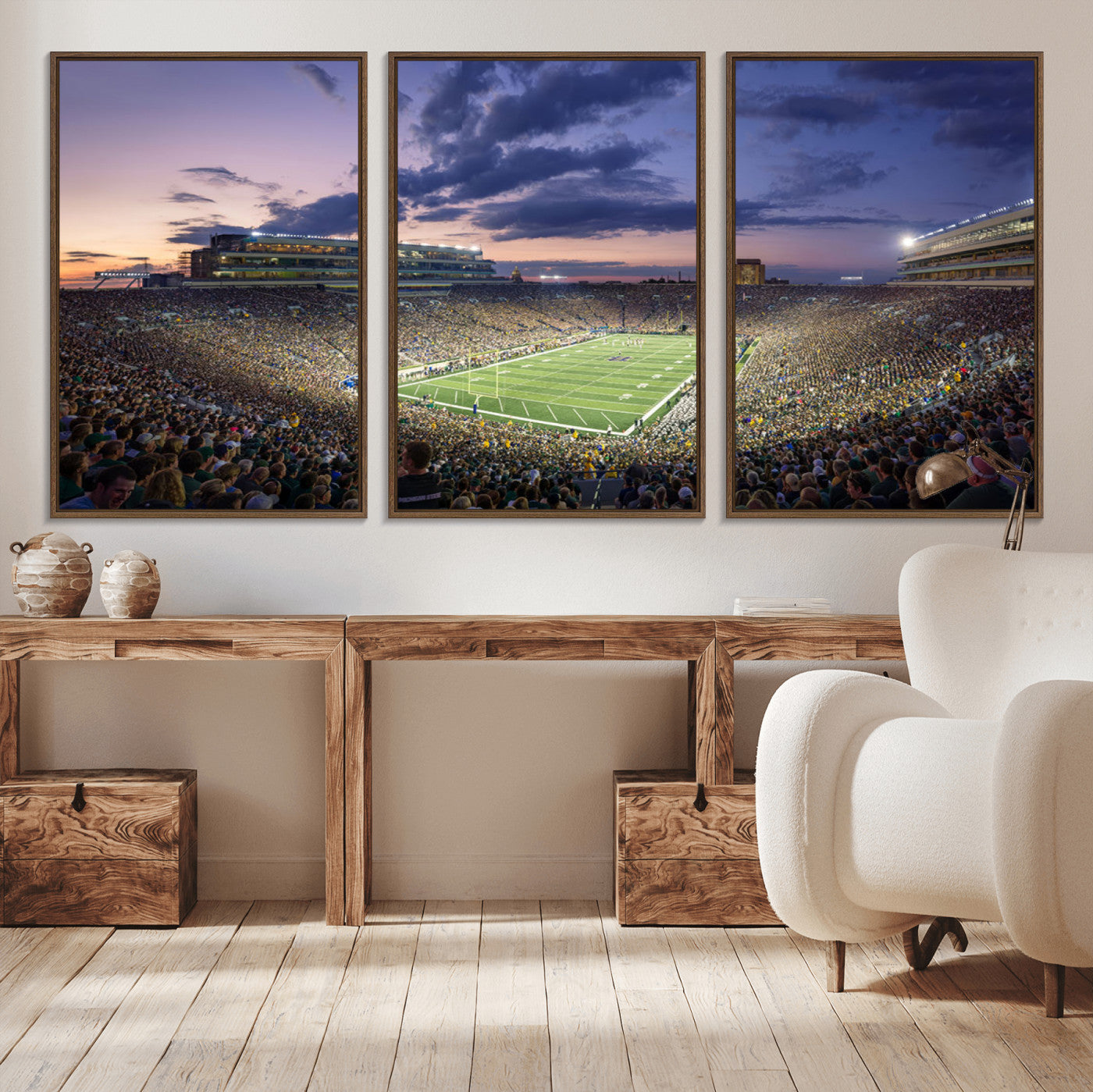 MGV-FC-60X30-3P - Notre Dame Fighting Irish Football Team Print - Notre Dame Stadium Wall Art Canvas Print