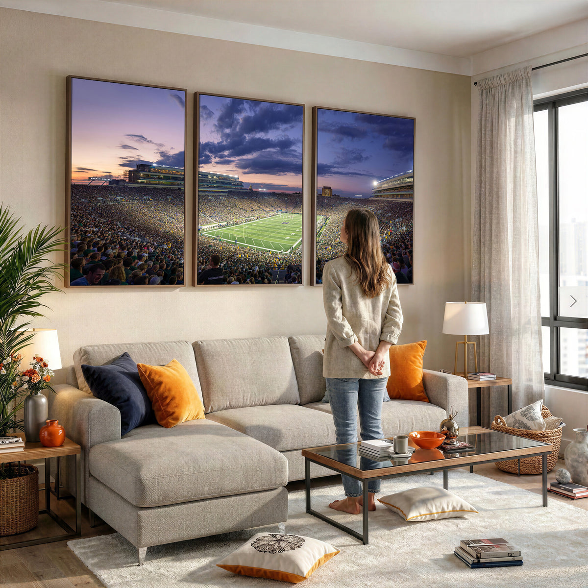 50825-MGV-CV-36X24 - Notre Dame Fighting Irish Football Team Print, Notre Dame Stadium Wall Art Canvas Print