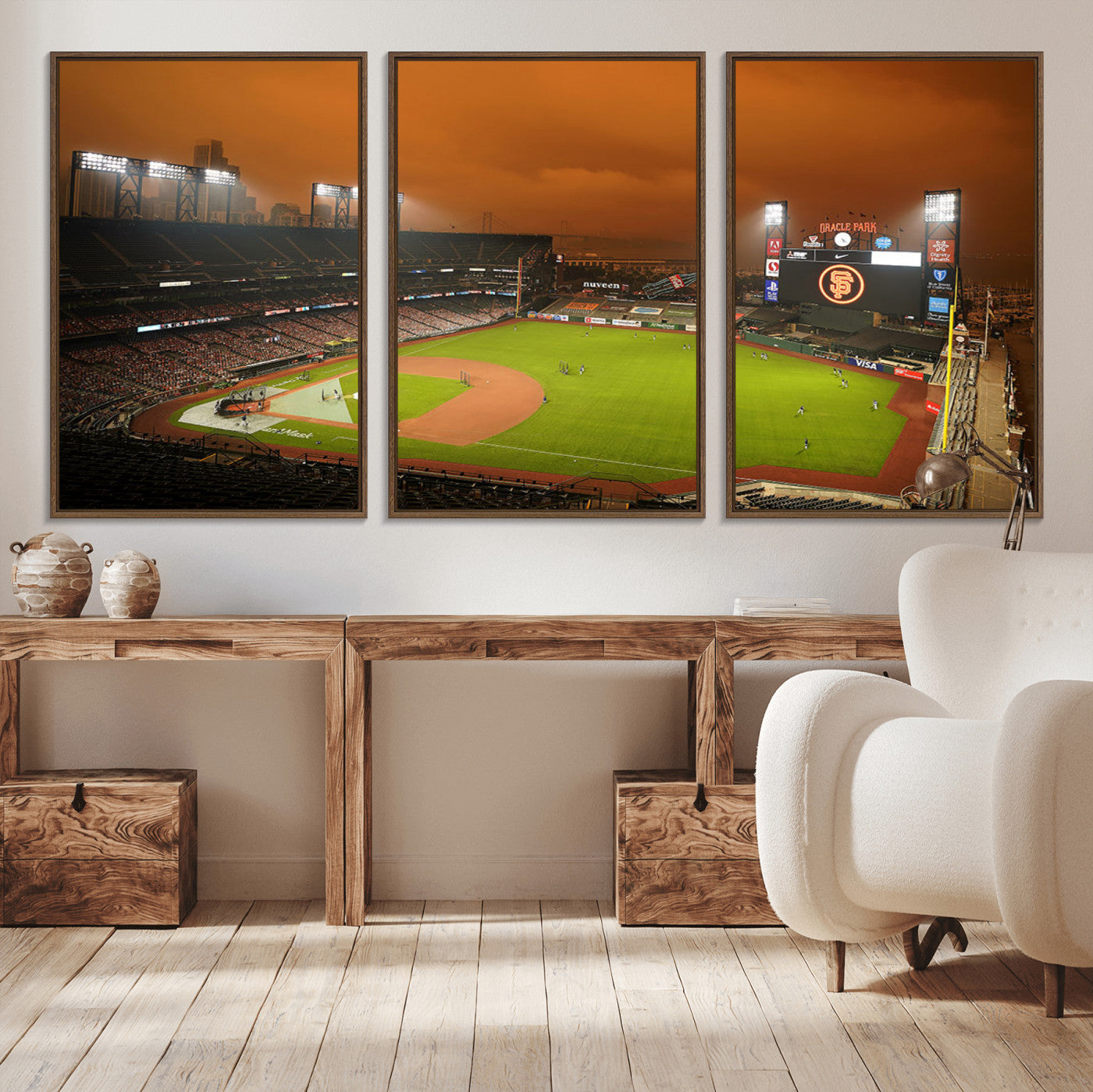 MGV-FC-60X30-3P - San Francisco Giants Baseball Team Print - Oracle Park Stadium Wall Art Canvas Print