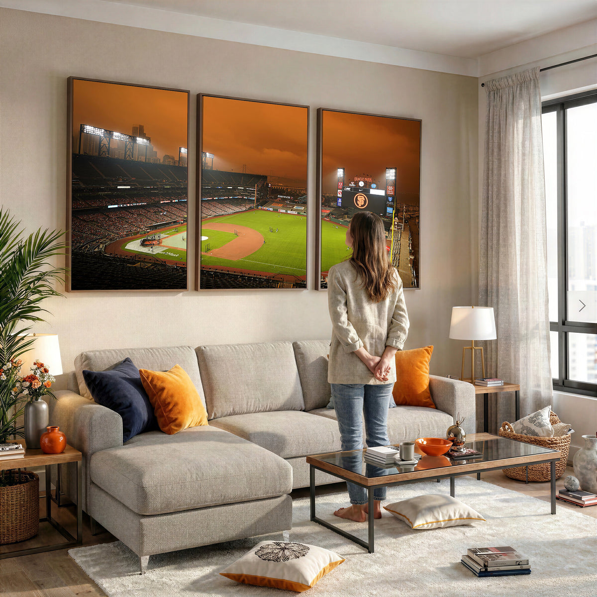 31315-MGV-CV-36X24 - San Francisco Giants Baseball Team Print, Oracle Park Stadium Wall Art Canvas Print
