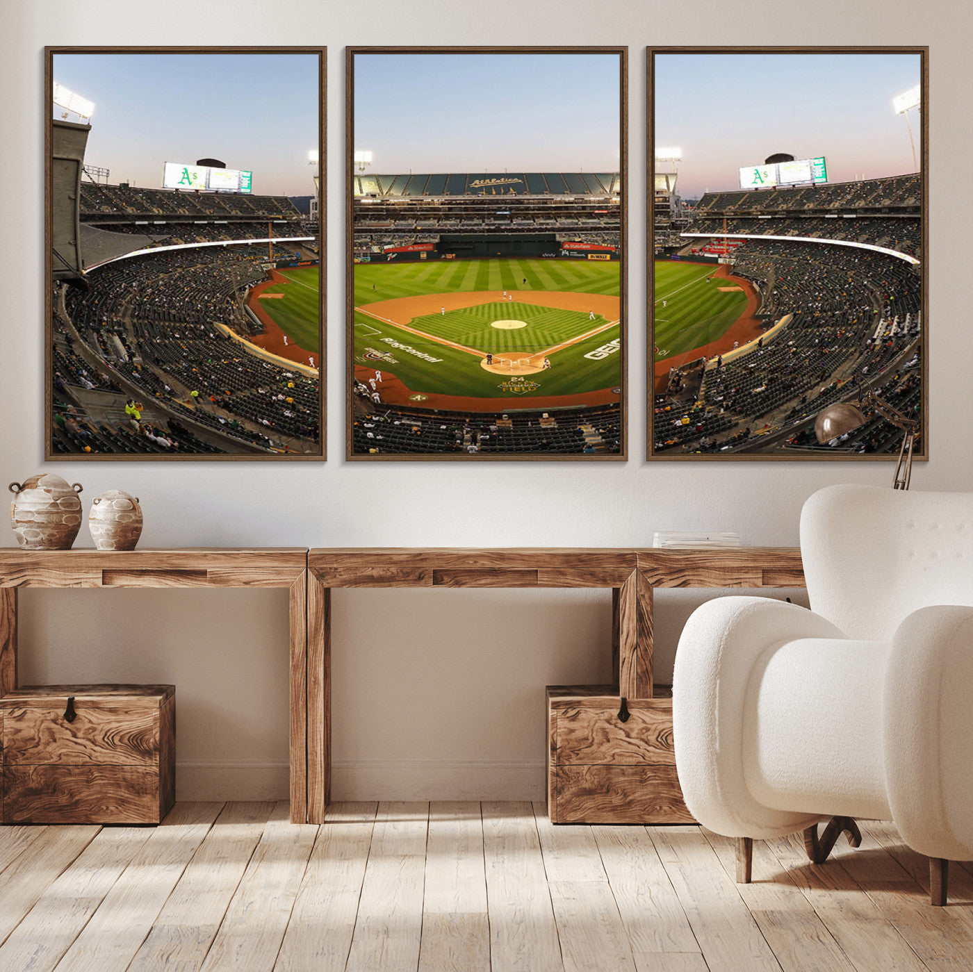 45272-MGV-CV-36X24-Oakland Athletics Baseball Team Print - RingCentral Coliseum Stadium Wall Art Canvas Print