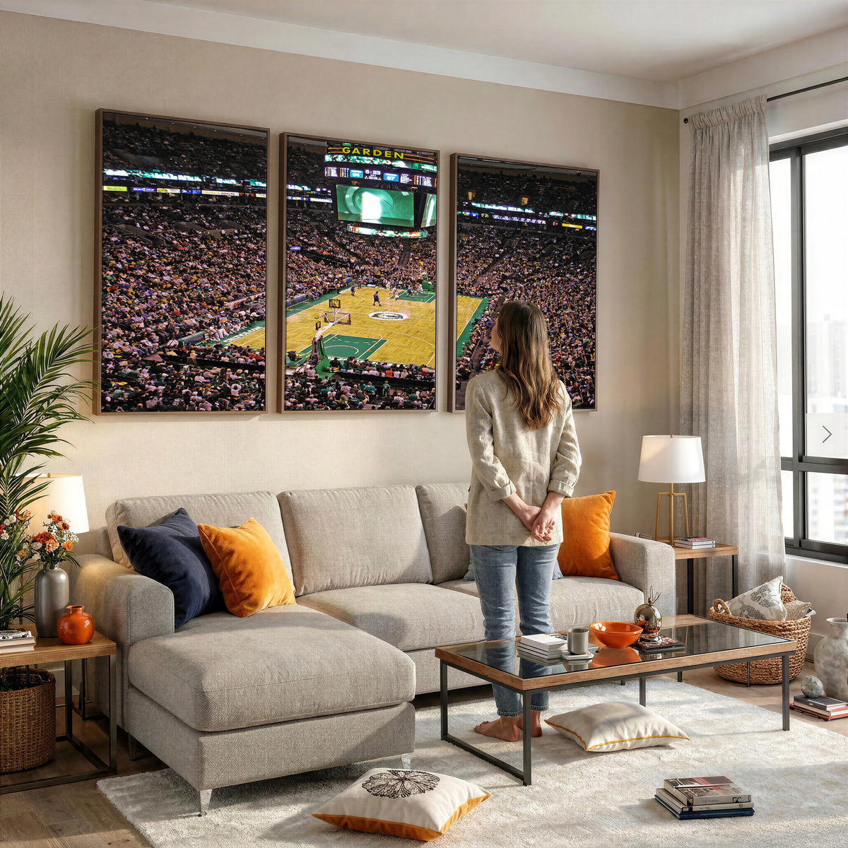 21705-MGV-CV-36X24 - TD Garden Basketball Canvas Wall Art | Boston Celtics Live Action