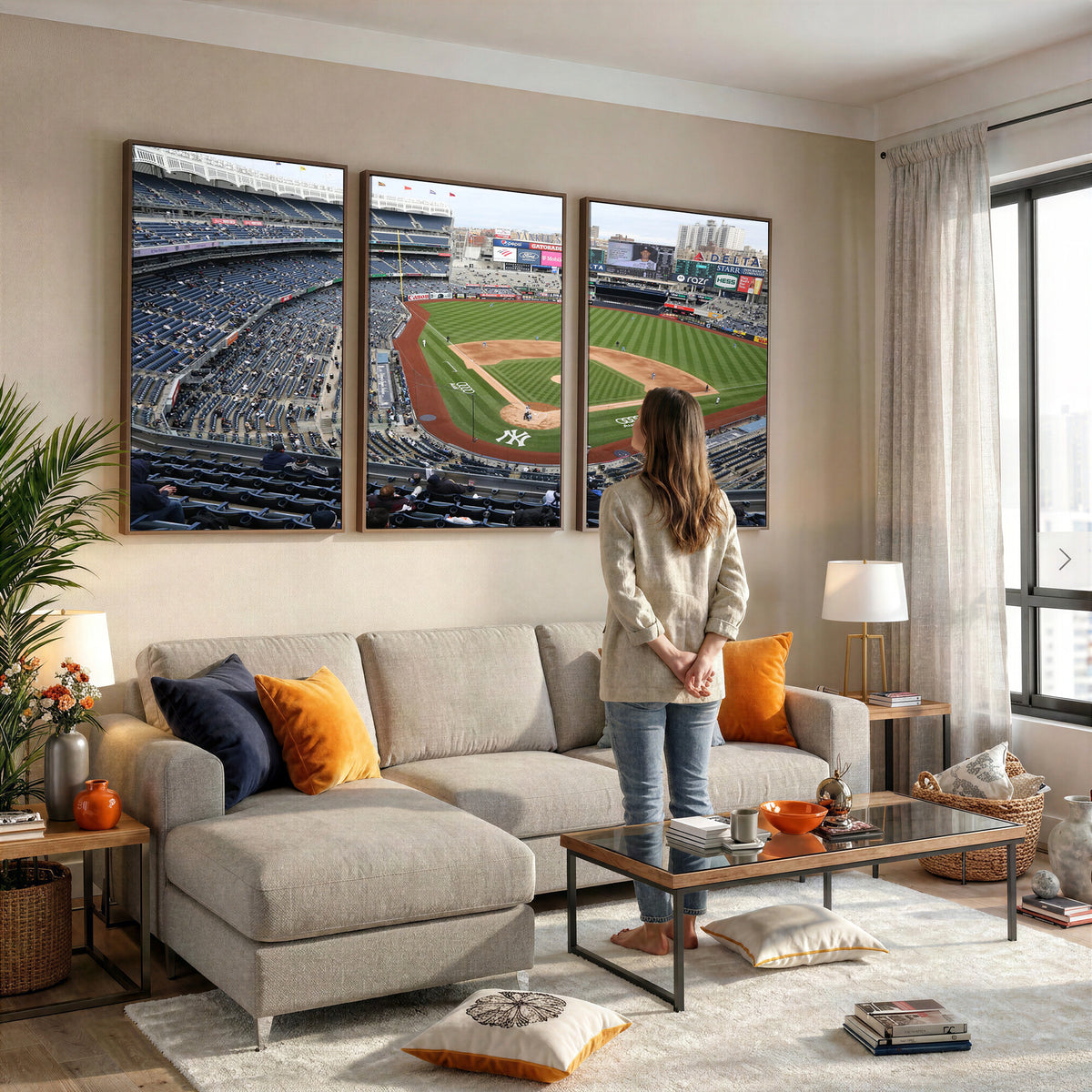 45784-MGV-CV-36X24 - New York Yankees Baseball Team Print, Yankee Stadium Wall Art Canvas Print