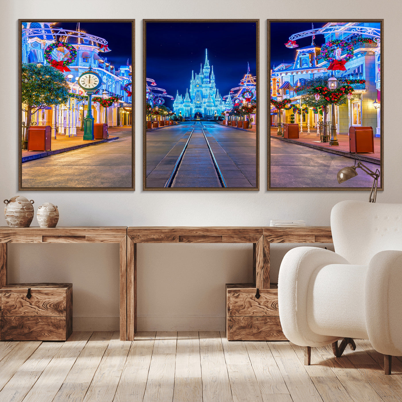 MGV-FC-60X30-3P - Disney Wall Art | Castle Large Wall Art Disney Magic Kingdom Print for Kids Room Decoration | Disney