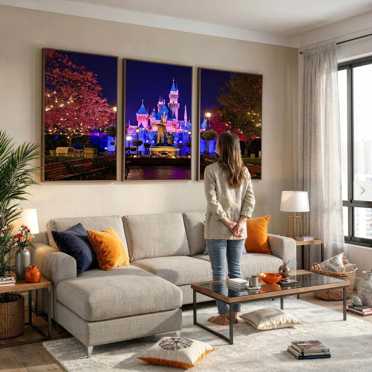 79435-MGV-CV-24X16 - Castle Large Wall Art, Disney Magic Kingdom Kids Room Decor and Christmas Gift