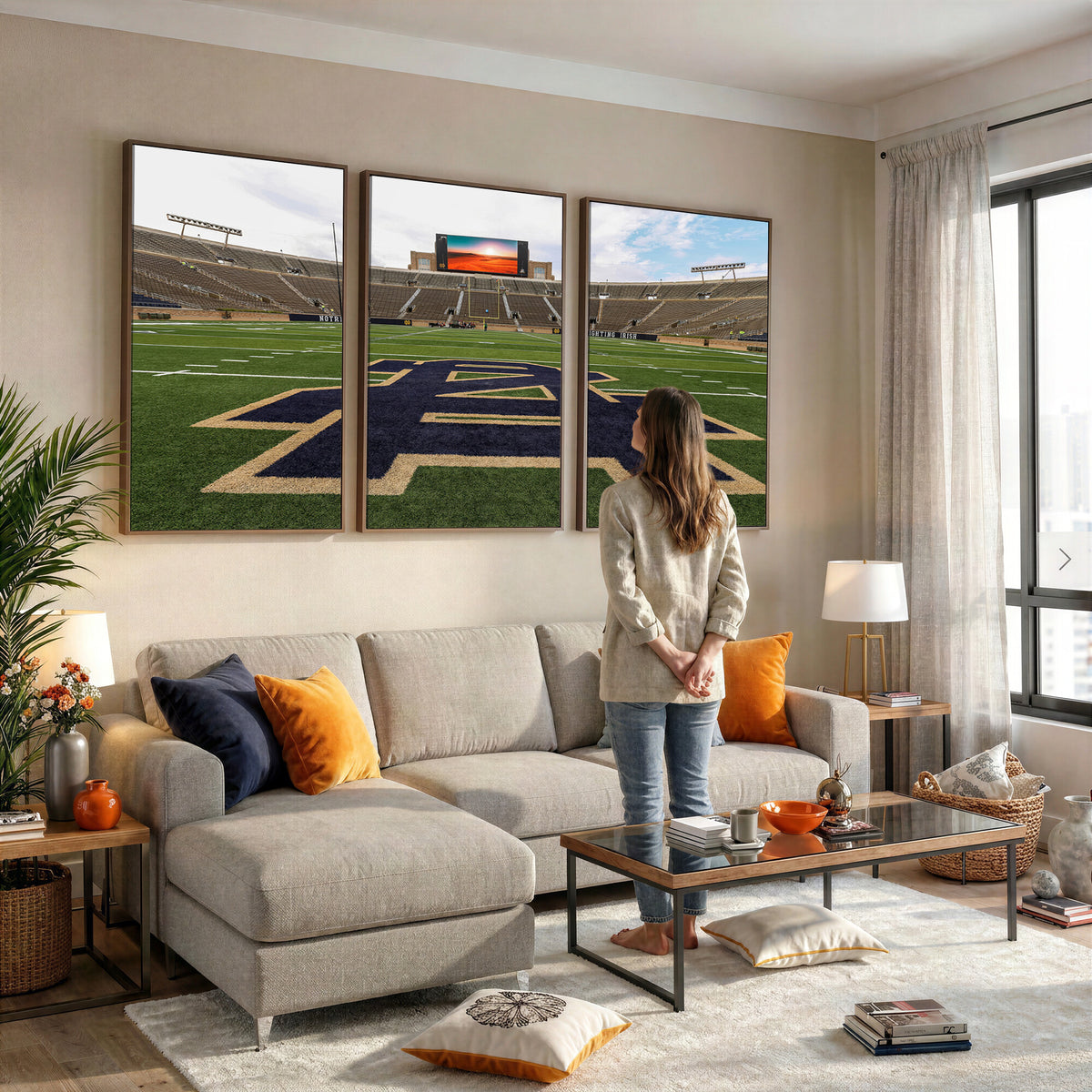 52835-MGV-CV-36X24 - Notre Dame Stadium Giclee Canvas Print | Triptych Wall Art Featuring Iconic Notre Dame Football
