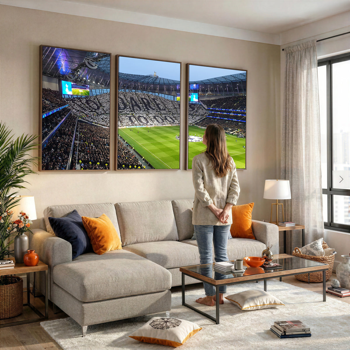 38765-MGV-CV-36X24 - Tottenham Hotspur Stadium Canvas Print, Match Day Triple Canvas Wall Art