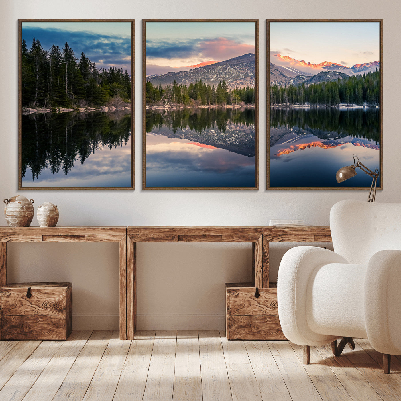 MGV-FC-60X30-3P - Bear Lake Reflection at Rocky Mountain National Park Wall Art Canvas Print, Scenic Mountain