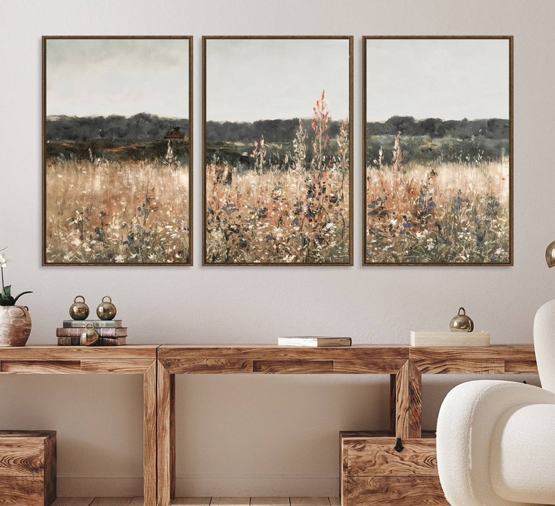 The Rustic Field Landscape Wall Art Print completes the scene.