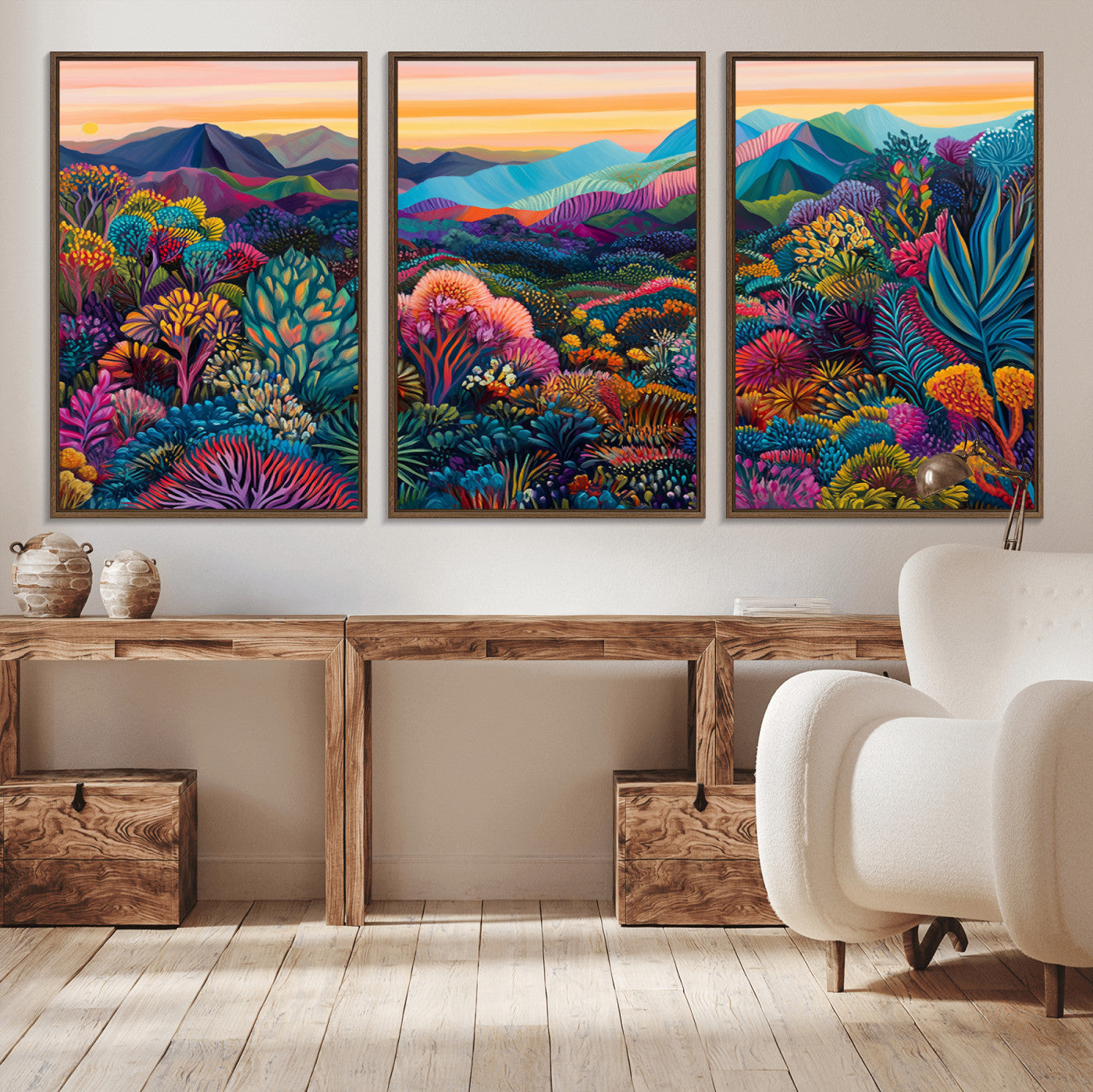 MGV-FC-60X30-3P - Colorful Abstract Landscape Wall Art Print Canvas - Vibrant Modern Decor for Living Room, Office, or