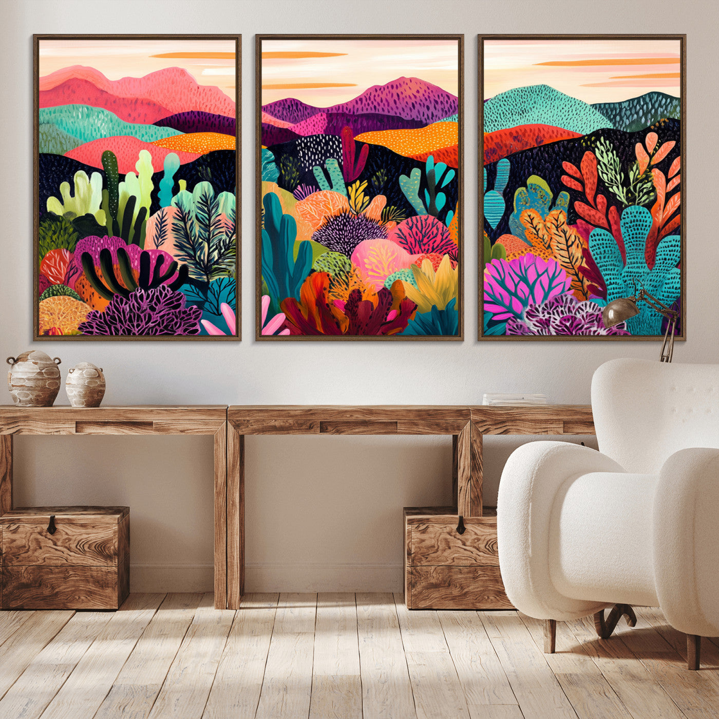 MGV-FC-60X30-3P - Abstract Kusama Print - Landscape Canvas Wall Art Print - Vibrant Modern Decor for Living Room,
