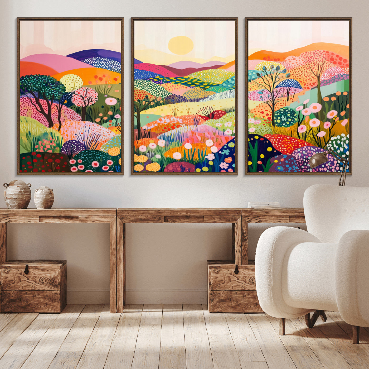 MGV-FC-60X30-3P - Yayoi Kusama 1986 Wall Art Print – Yayoi Kusama Wabi Sabi Japanese Wall Art Print - Vibrant Abstract