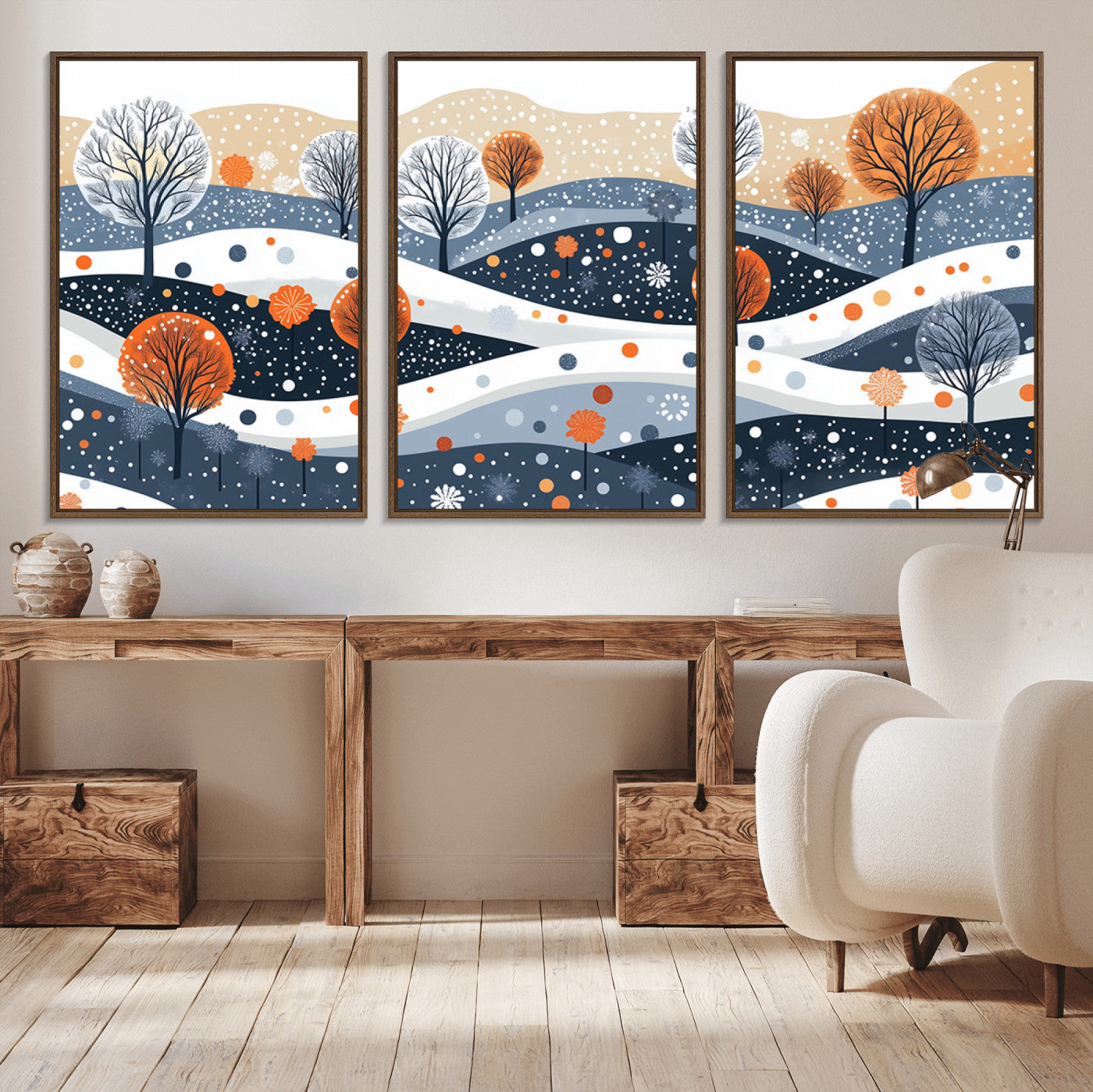 22651-MGV-CV-36X24-Abstract Winter Landscape Canvas Wall Art Print - Large Colorful Nature Wall Decor