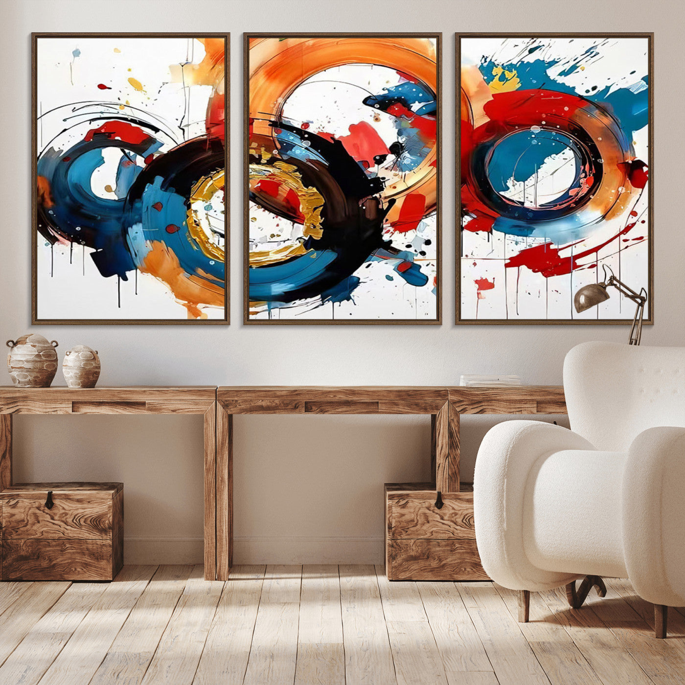 MGV-FC-60X30-3P - Abstract Wall Art, Rings Wall Art Canvas Print