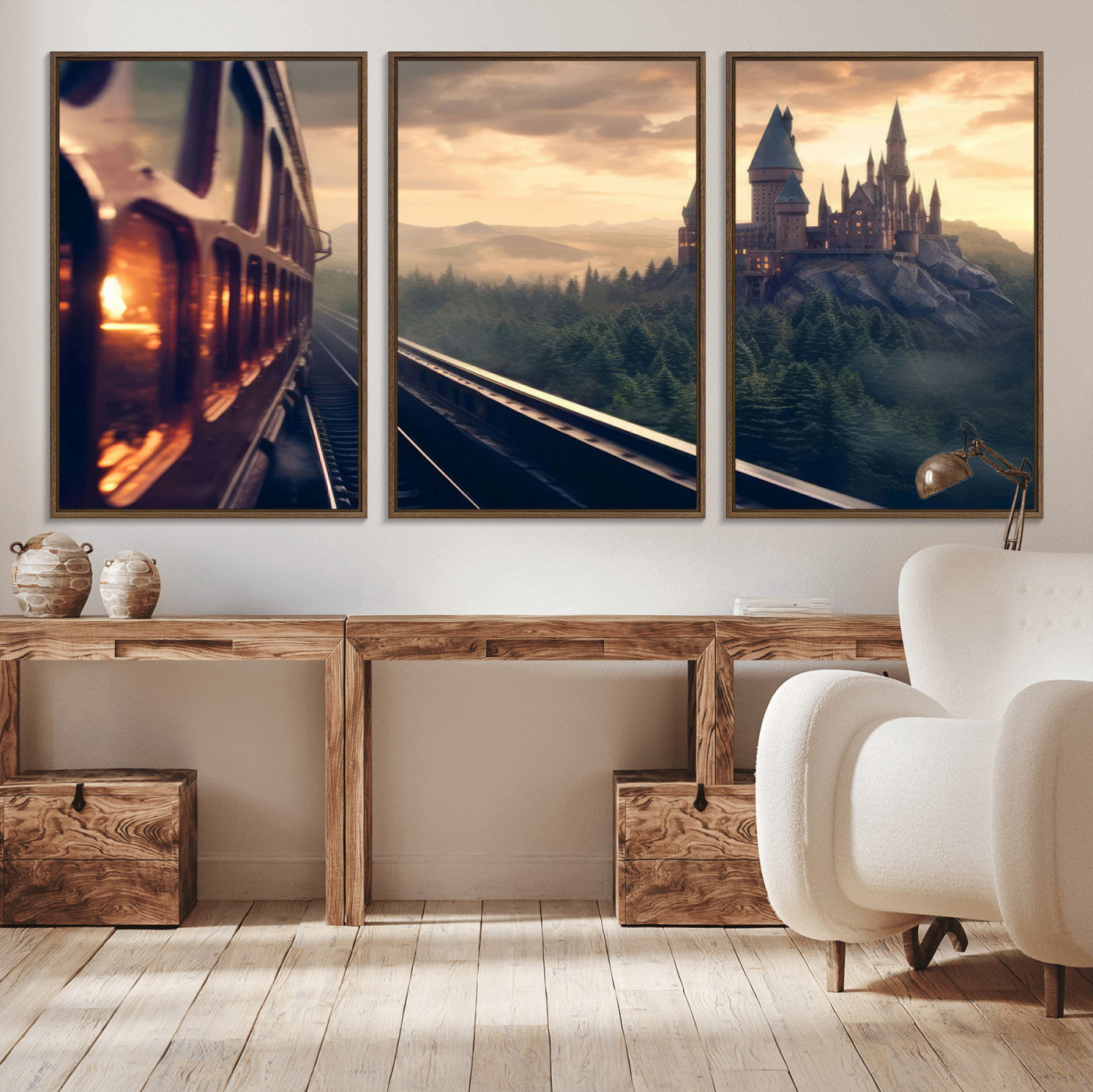 MGV-FC-60X30-3P - Harry Castle Wall Art Canvas Print, Wizard School Wall Art Print, Movie Wall Art Print