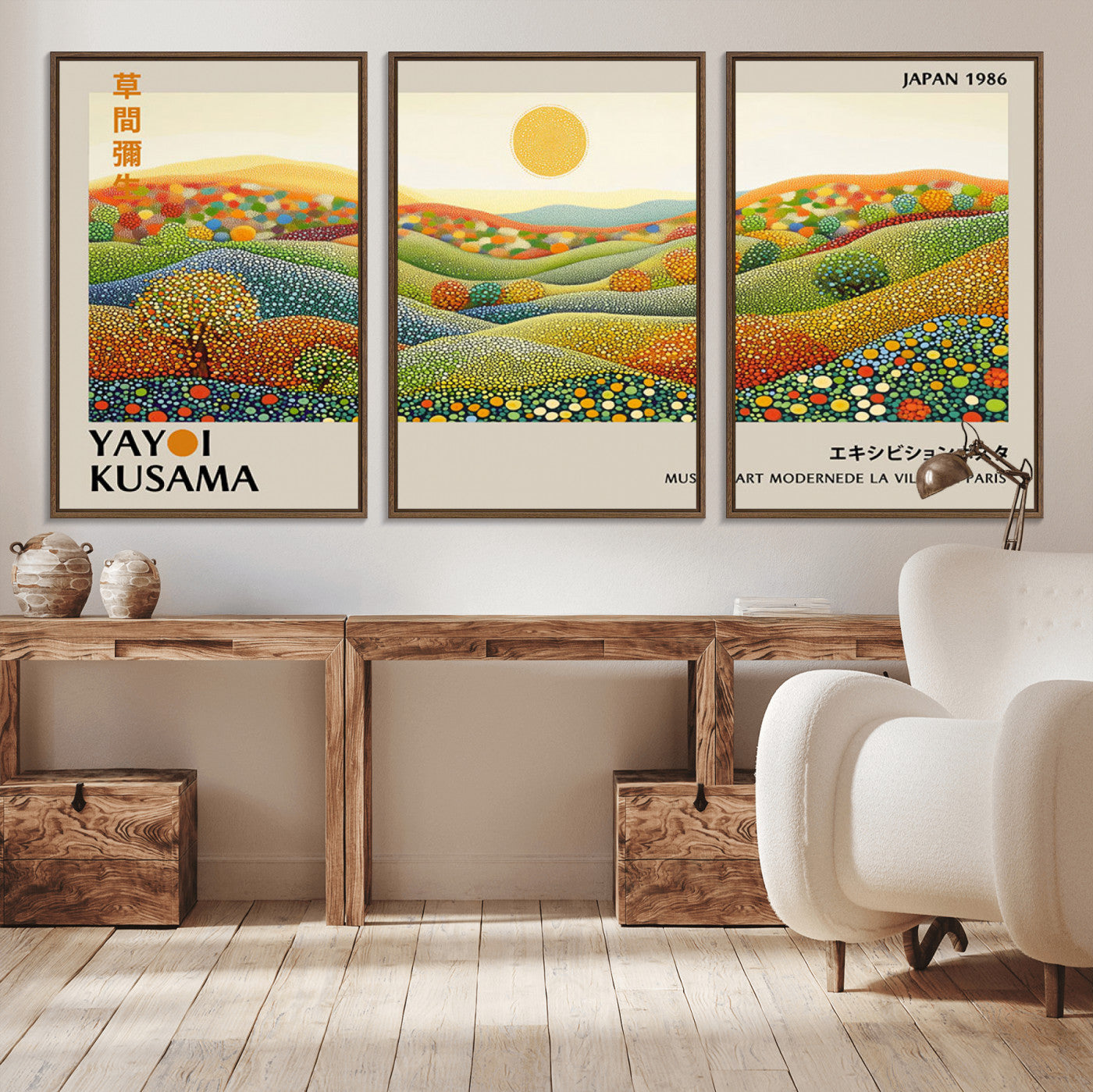 33864-MGV-CV-36X24-Yayoi Kusama Wall Art Print – Yayoi Kusama Wabi Sabi Japanese Wall Art Print - Vibrant Abstract