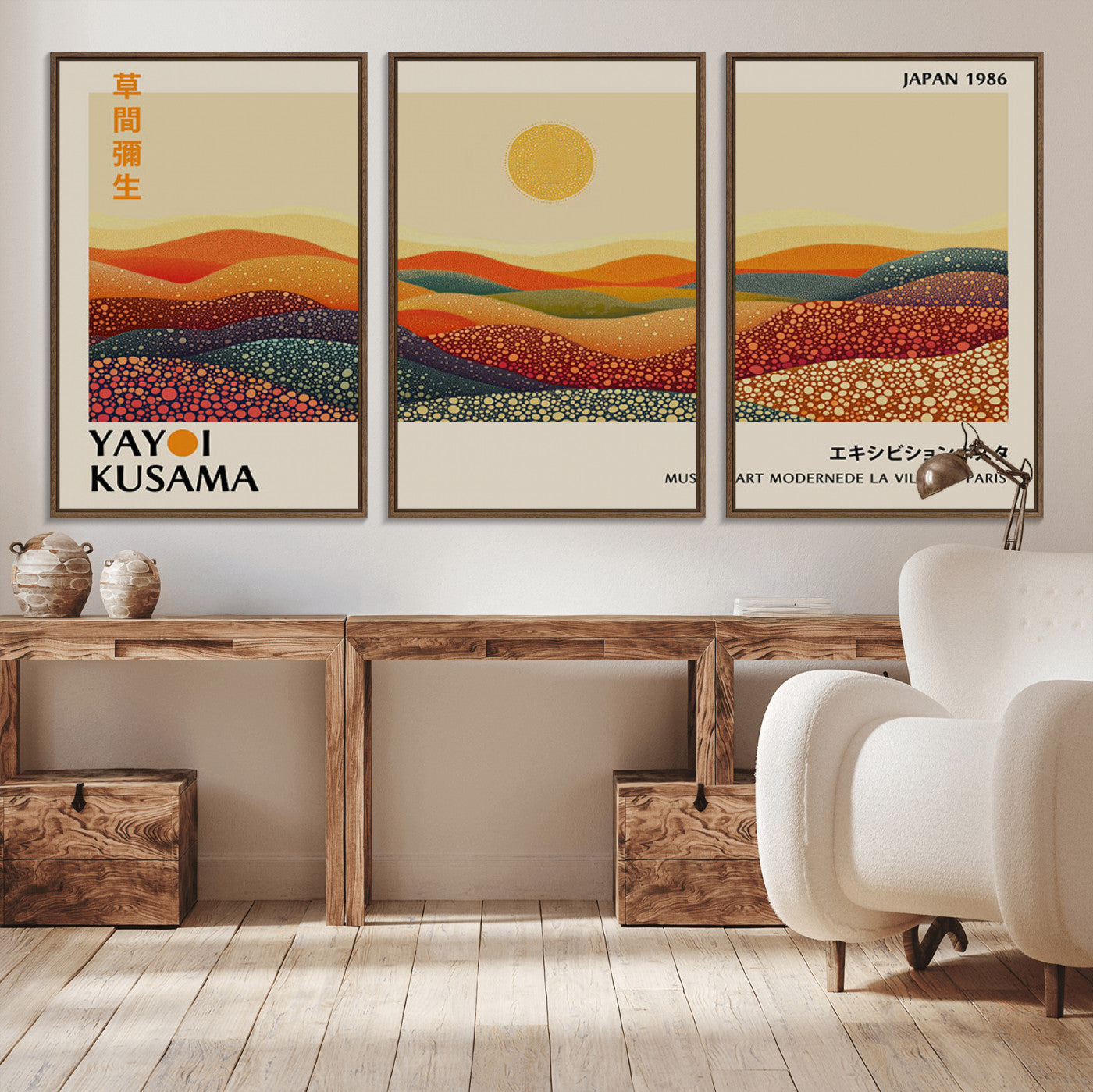 MGV-FC-60X30-3P - Yayoi Kusama Art Print Wall Decor – Yayoi Kusama Wabi Sabi Japanese Wall Art Print - Vibrant