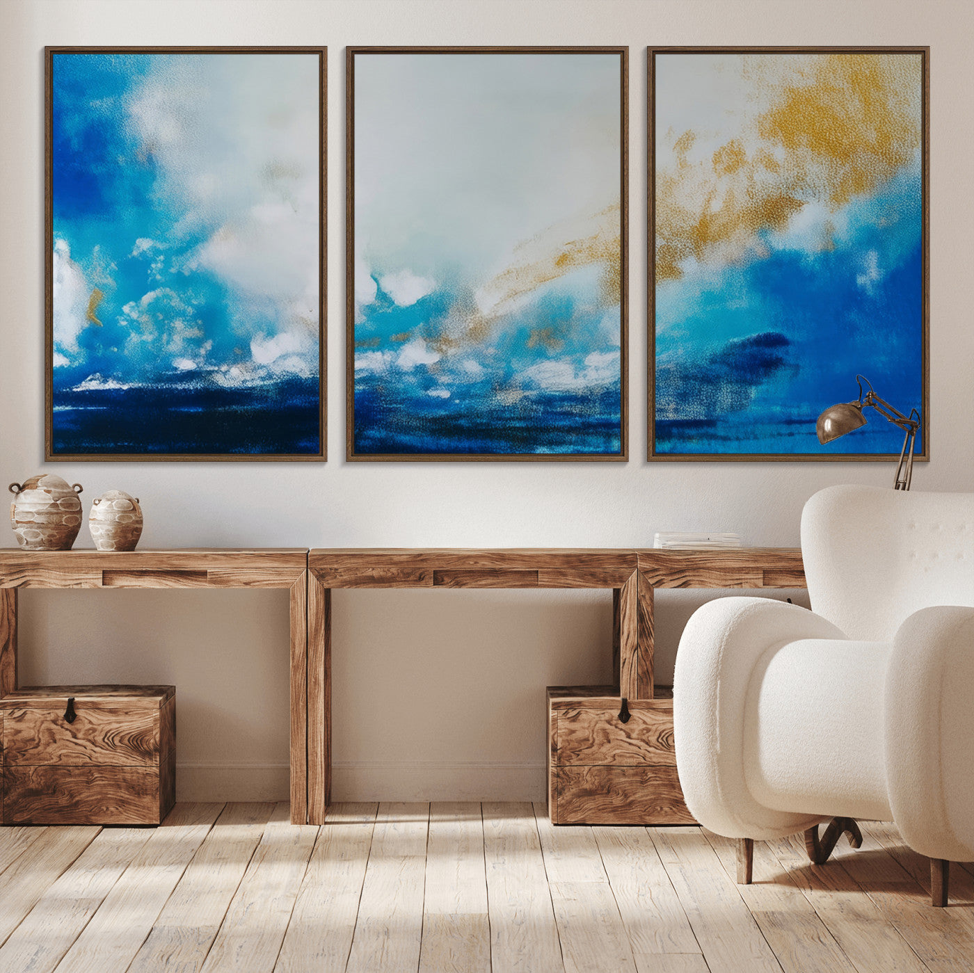 MGV-FC-60X30-3P - Blue Abstract Print - Dynamic Ocean-Inspired Canvas Wall Art