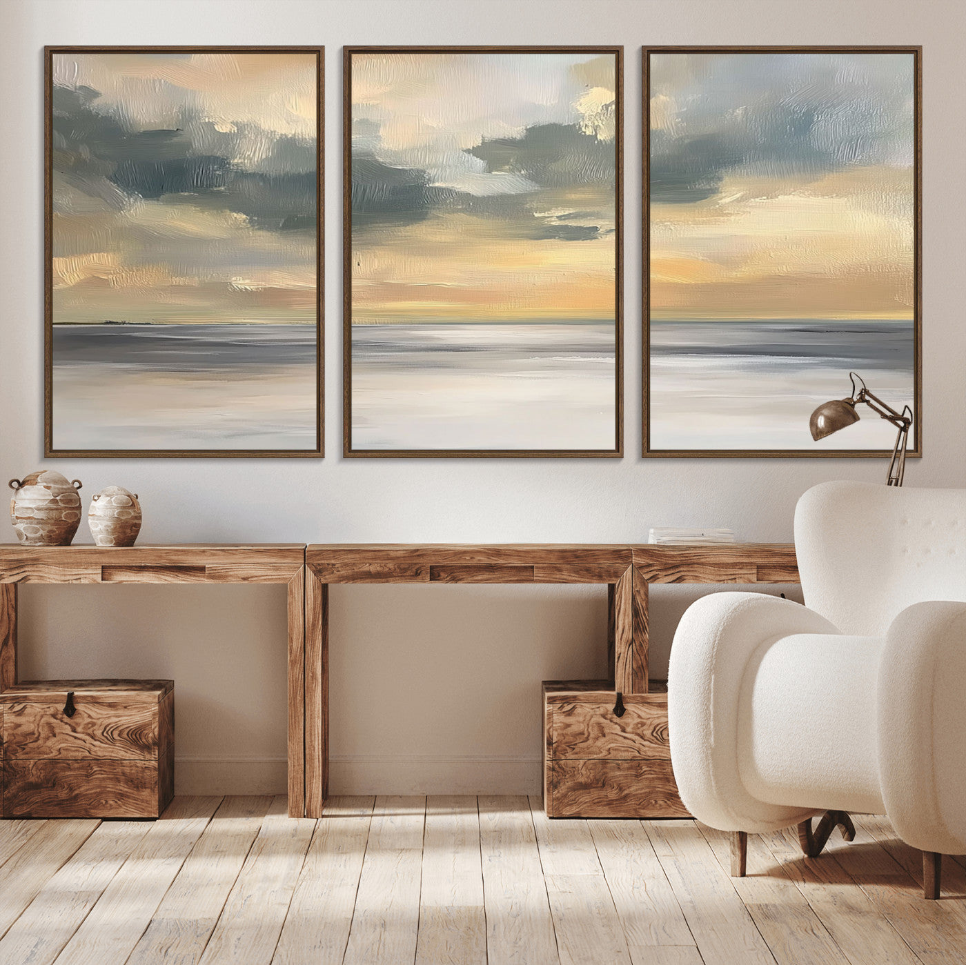 MGV-FC-60X30-3P - Modern Coastal Artwork with Vibrant Abstract Ocean Waves Wall Art Canvas Print for Contemporary