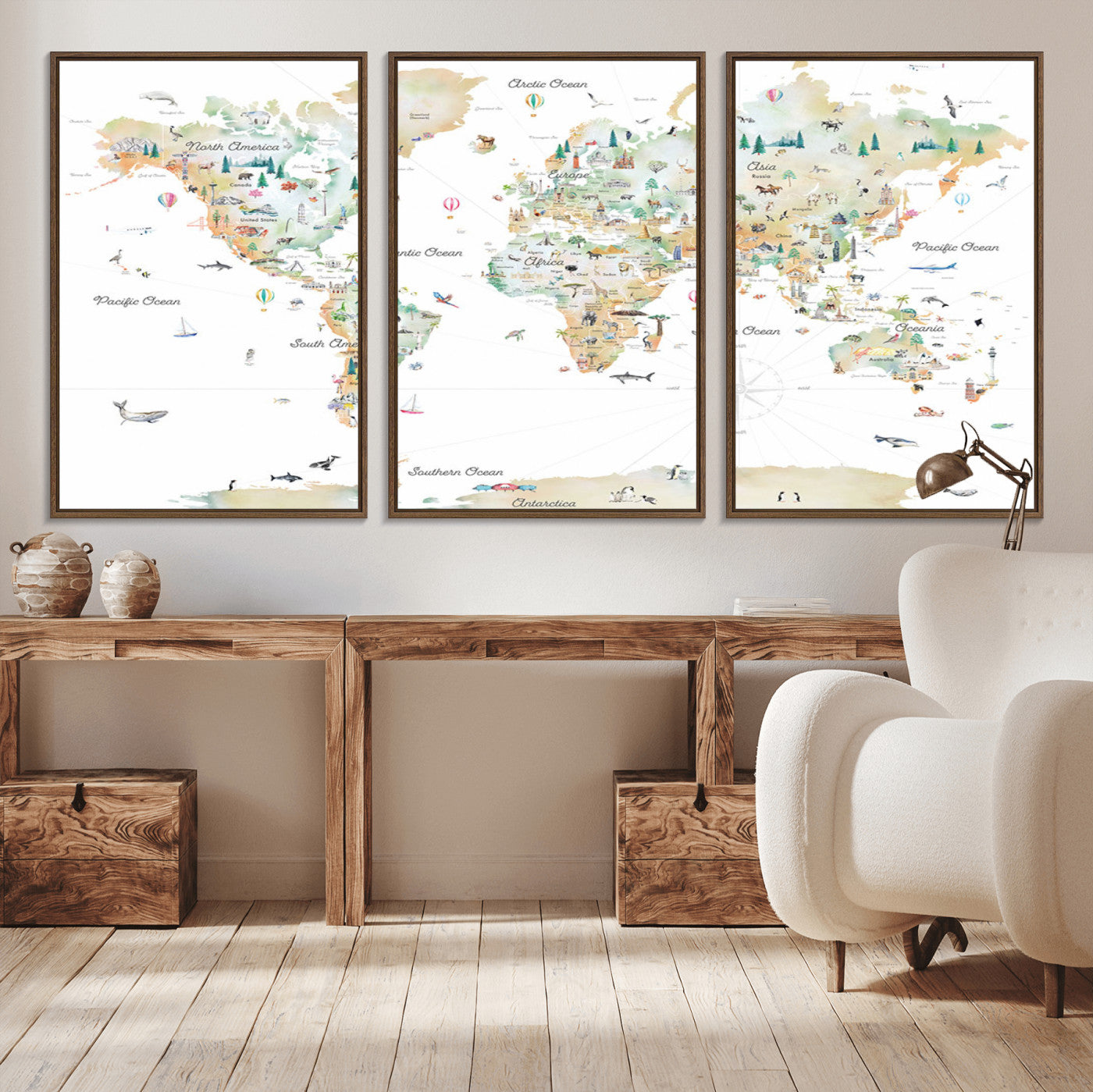 MGV-FC-60X30-3P - Push Pin World Map Canvas Print – Framed Wall Art for Couples to Track Their Travels – Anniversary