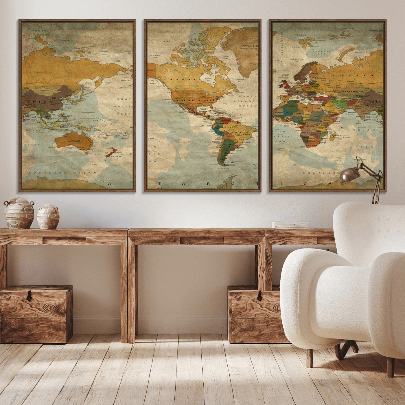 MGV-FC-60X30-3P - Push Pin World Map Canvas Print – Framed Wall Art for Couples to Track Their Travels – Anniversary