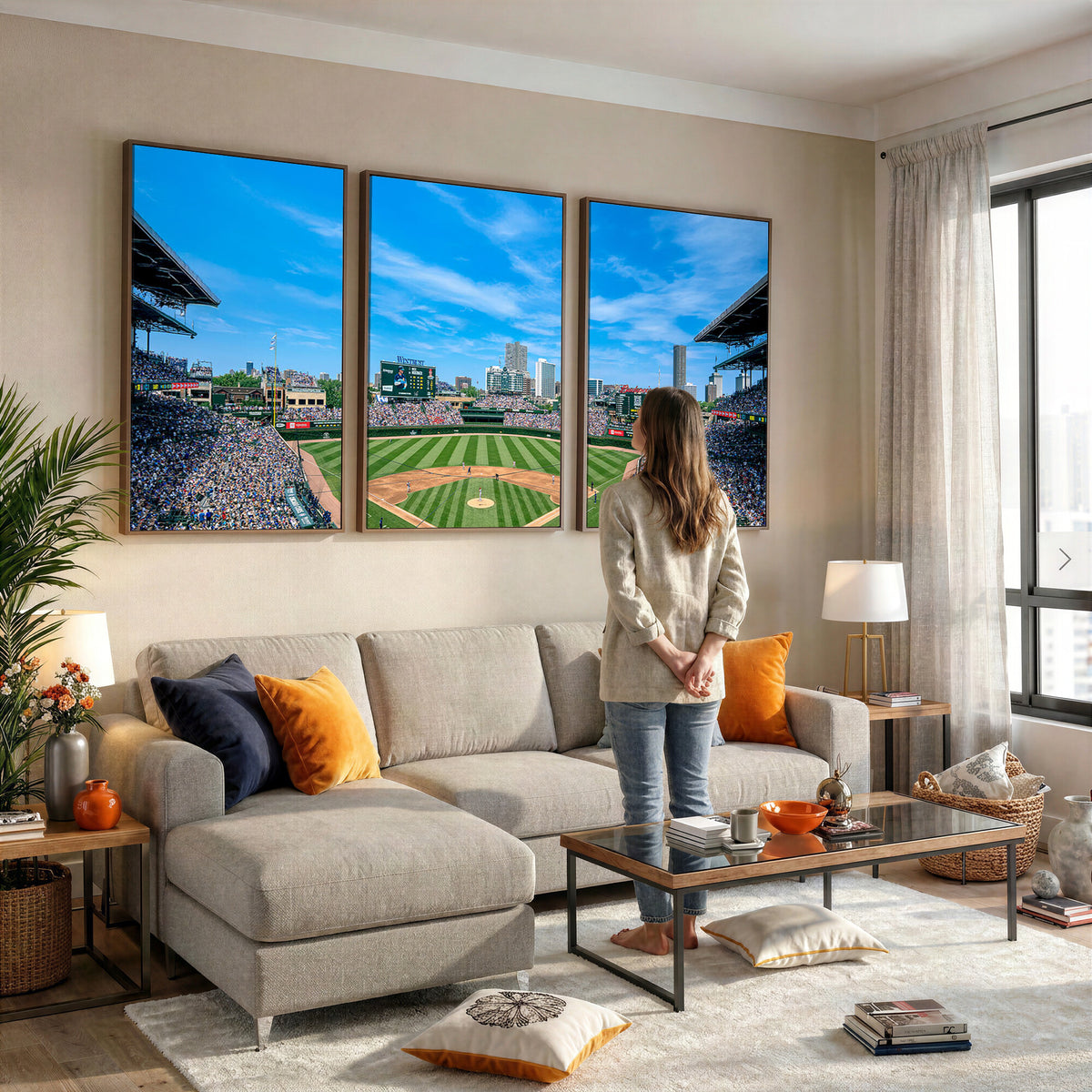 32373-MGV-CV-36X24 - Wrigley Field Chicago Cubs Panoramic Art Multi-Piece Canvas