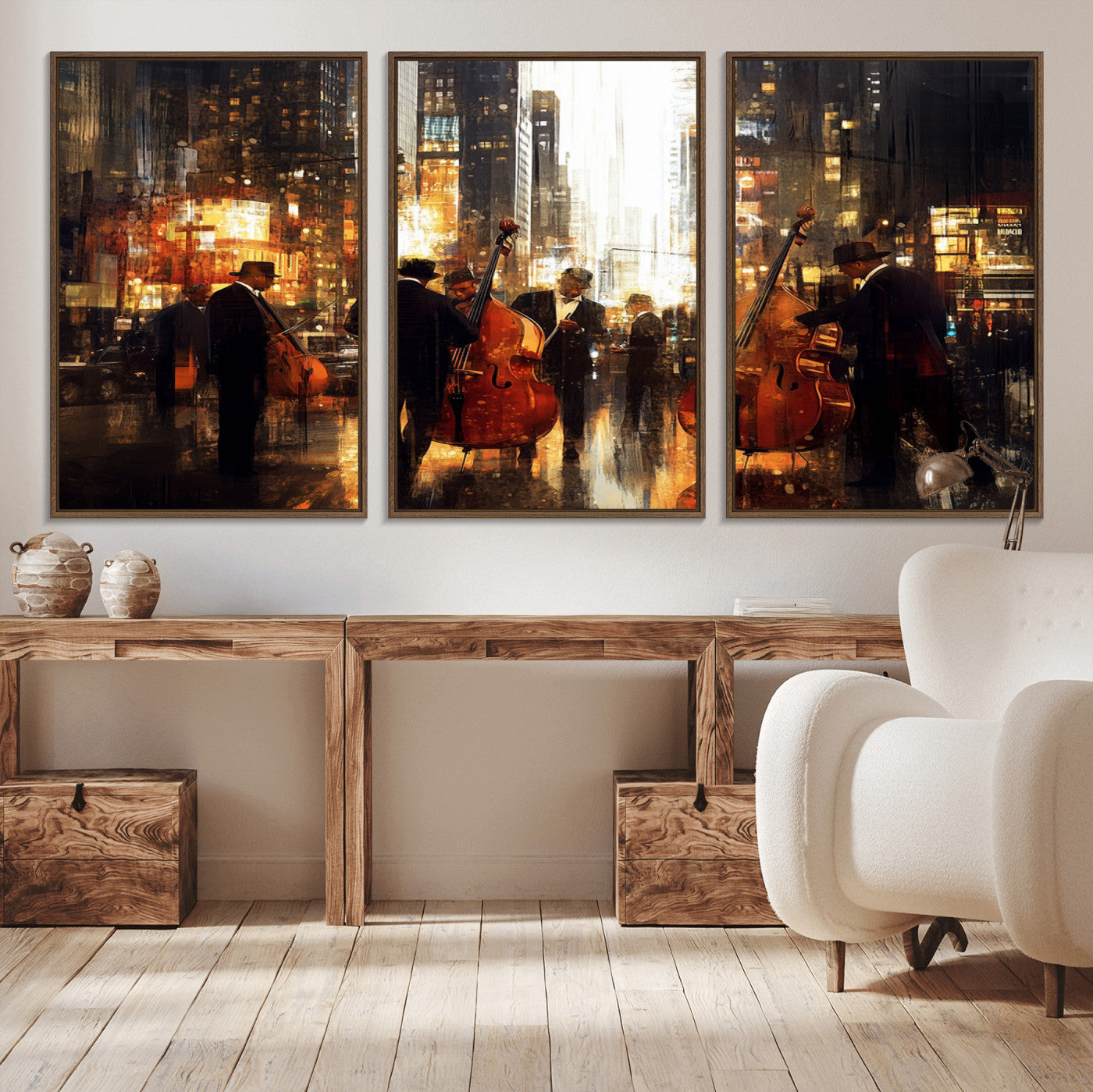 MGV-FC-60X30-3P - Abstract Jazz Art Wall Art Canvas Print - Framed Abstract Music Canvas - Colorful Instrument Poster