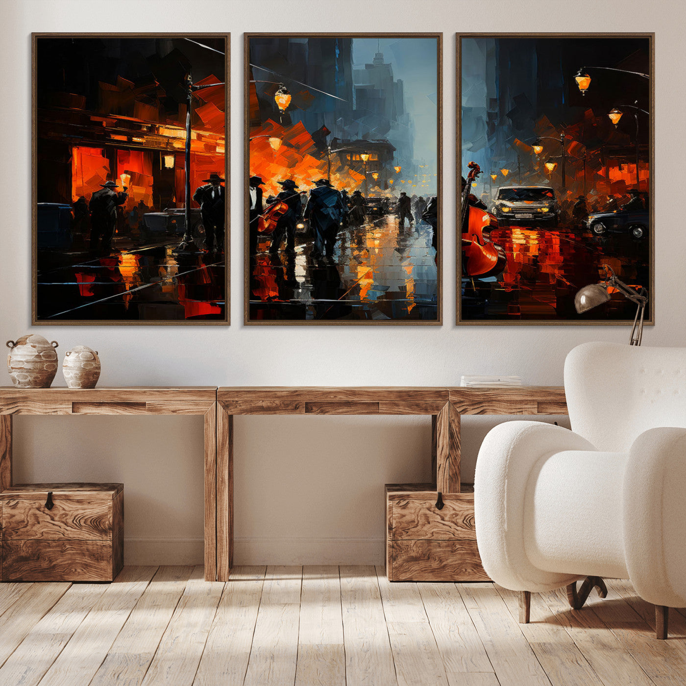 MGV-FC-60X30-3P - Winston Porter Jazz Wall Art - African American Music Canvas - Abstract Colorful Music Art - Framed