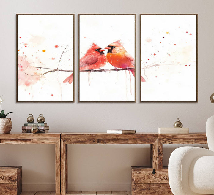 The Cardinal Bird Canvas Wall Art adds vibrant wildlife art to the wall.