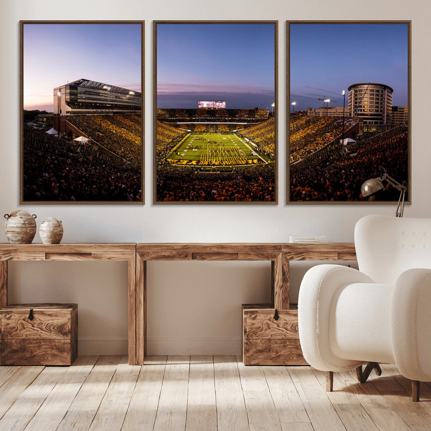 82557-MGV-CV-36X24-Iowa Hawkeyes Kinnick Stadium Wall Art Canvas Print, Framed Iowa Hawkeyes Kinnick Stadium Canvas