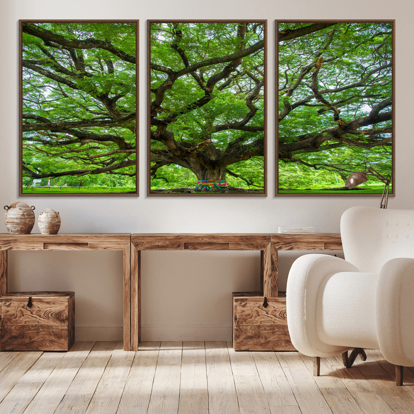 MGV-FC-60X30-3P - Oak Tree Wall Art Print, Forest Canvas Wall Art for Home and Office, Framed Angel Oak Tree Canvas