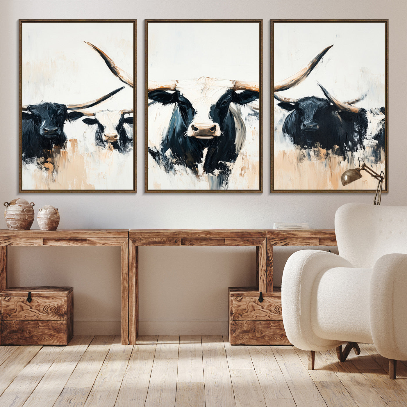 94780606-MGV-CV-36X24-Texas Longhorn Wall Art Canvas Print – Majestic Horned Bull Western Cattle Rustic Ranch Artwork for Home Office
