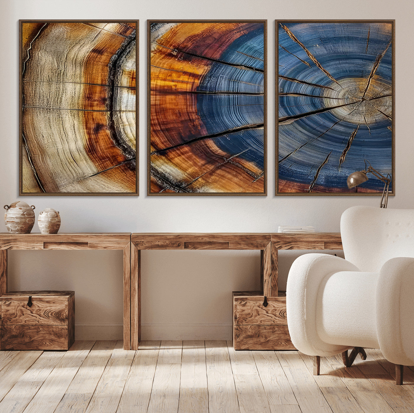 18032999-MGV-CV-30X20-Wood Grain Canvas Wall Art - Framed Abstract Tree Ring Framed Wall Art, Wood Grain Canvas Wall Decor, Minimalist Home Canvas Art