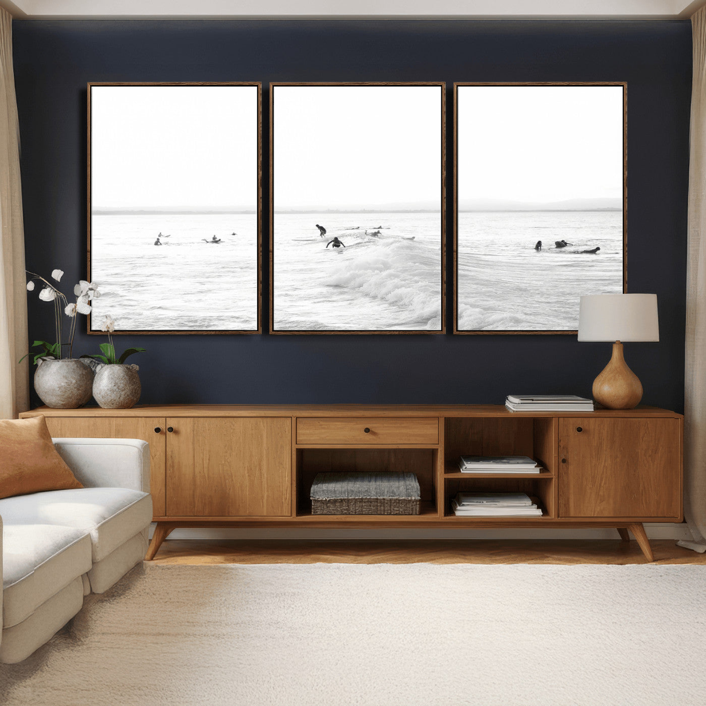 33449548-MGV-CV-36X24 - Surf Crowd Motion Wall Art – Active Surfers & Ocean Waves Canvas Print, Dynamic Water and Coastal Horizon for Living Room or Sea Adventure Decor